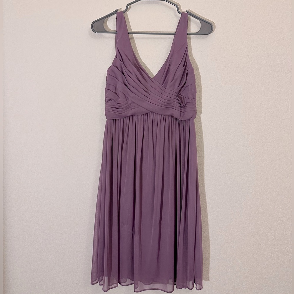David’s Bridal Size 8 Lavender Mesh Dress with Cowl Back